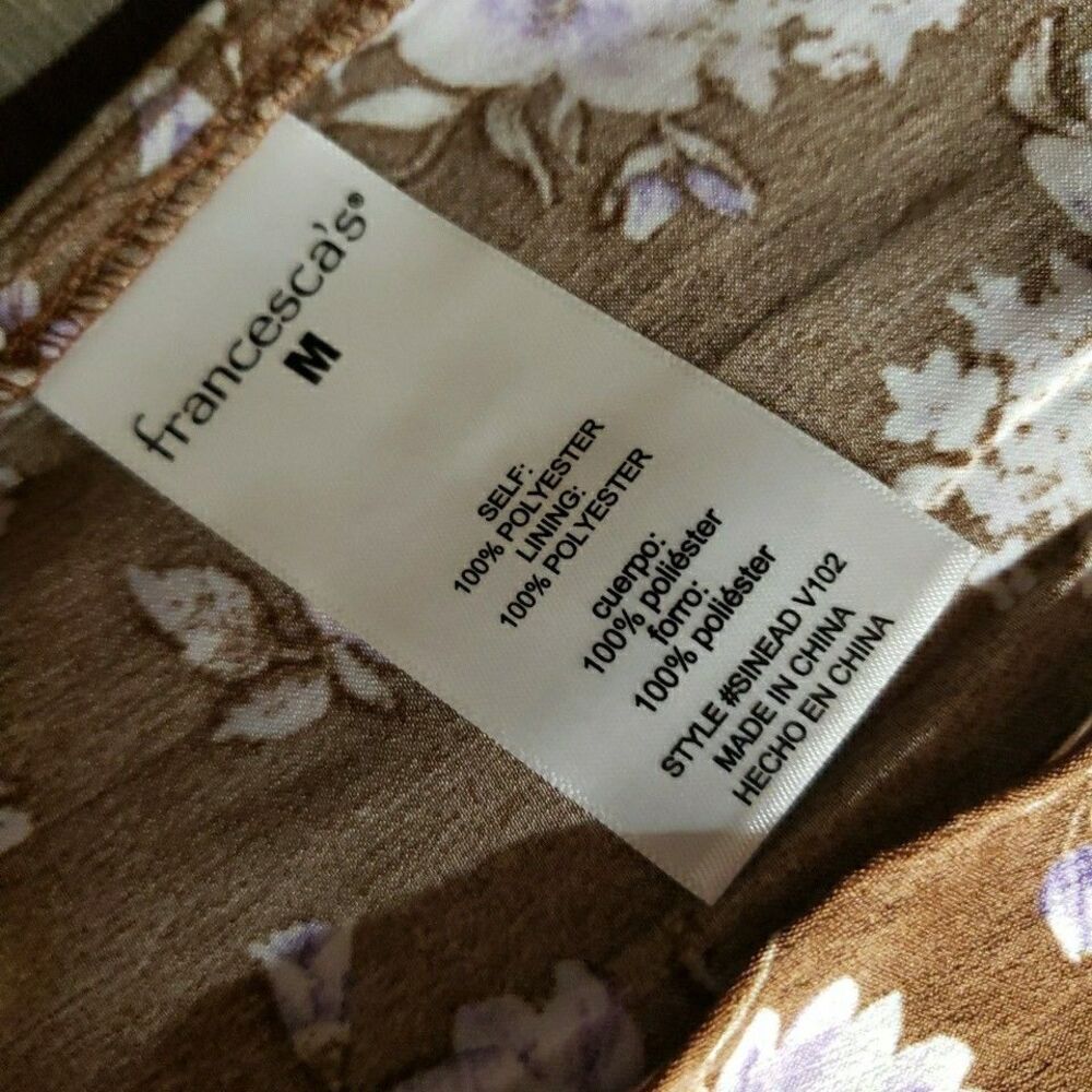 Mi Ami Francescas Long Sleeve Maxi Dress Slit Brown Purple Floral New With Tags - Picture 9 of 9